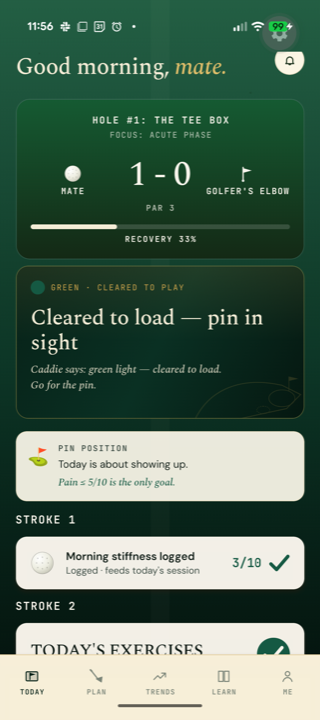 Golf Elbow Oracle, today tab