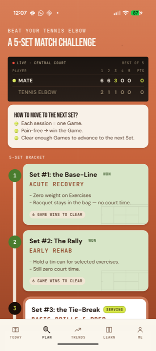 Tennis Elbow Oracle, plan tab